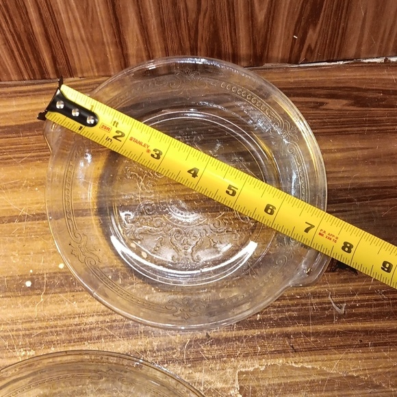 Vtg Fire King Philbe clear glass pie pan plate depression EAPG set of 2 - Picture 4 of 5